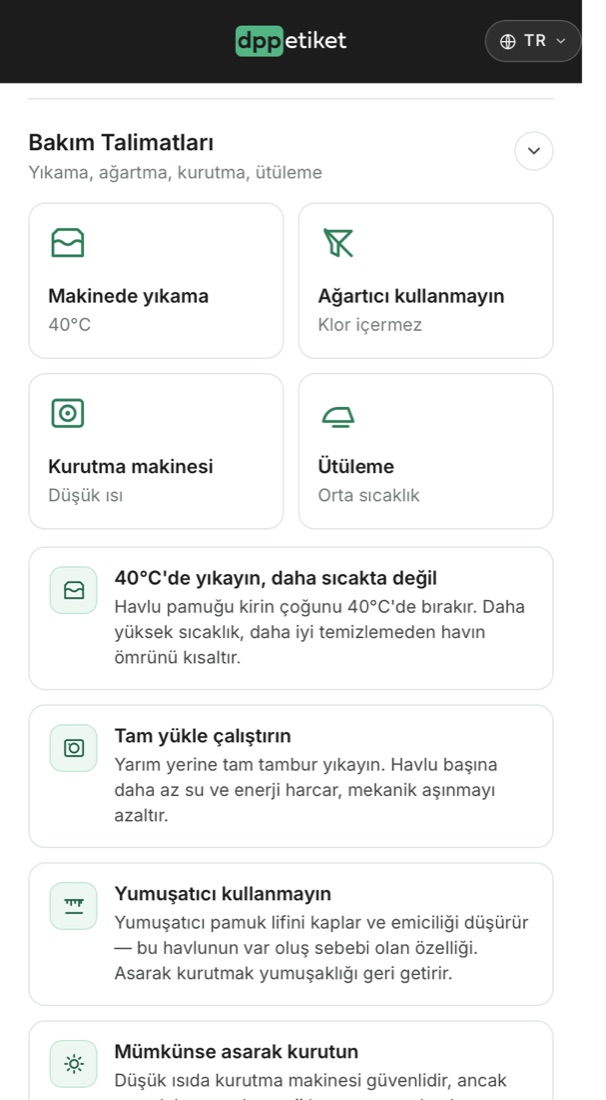 Bakım ve kullanım ekranı
